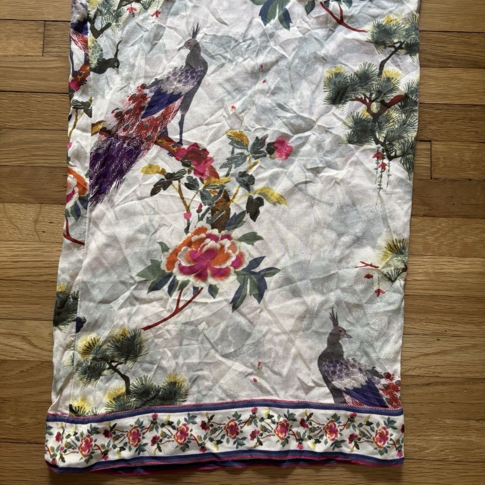 World Market Wide Leg Lounge Casual Pant L XL Peacock Floral Print Tropical Boho - Picture 8 of 11